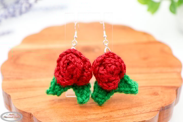 Crochet Rose Earrings Pattern