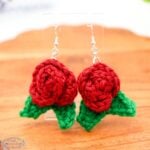 Crochet Rose Earrings Pattern - Square