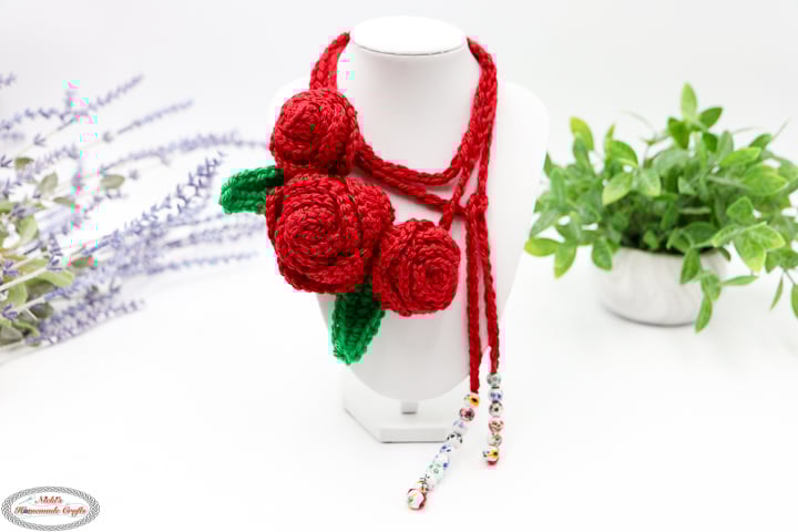 Crochet Rose Necklace Pattern