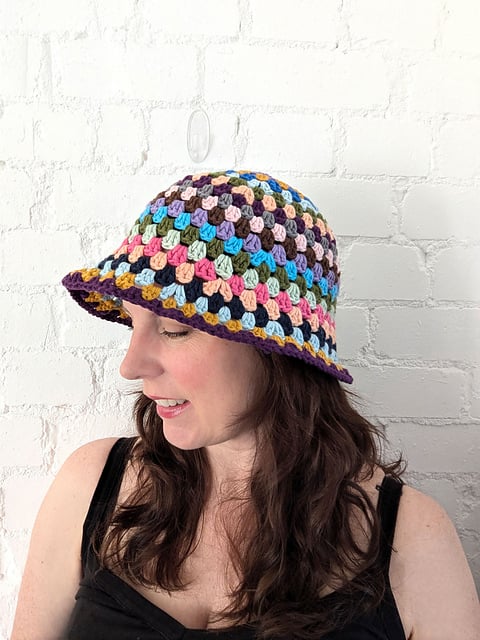 Crochet Granny Stripe Bucket Hat Pattern