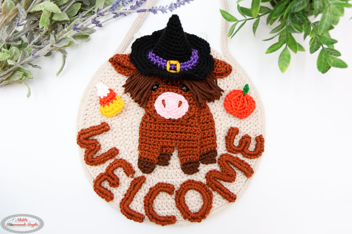 Halloween Accessories for the Crochet Highland Cow Welcome Sign Pattern