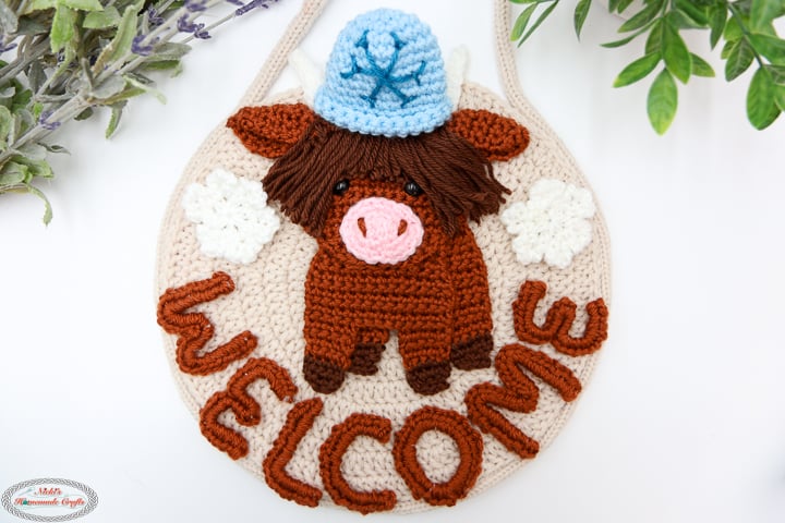 Winter Accessories for the Crochet Highland Cow Welcome Sign Pattern