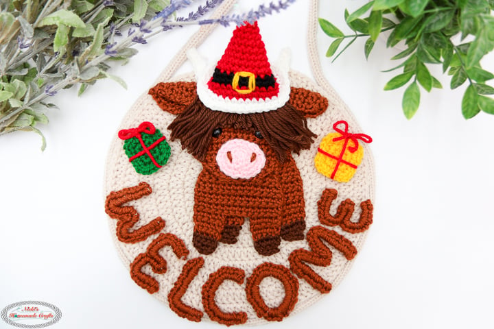 Christmas Accessories for the Crochet Highland Cow Welcome Sign Pattern