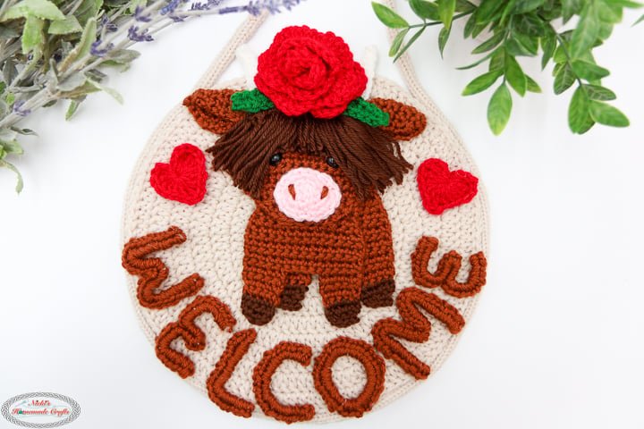 Mother's Day and Valentine's Day Accessories for the Crochet Highland Cow Welcome Sign Pattern