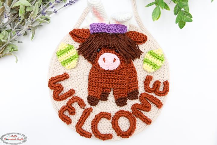 Easter Accessories for the Crochet Highland Cow Welcome Sign Pattern