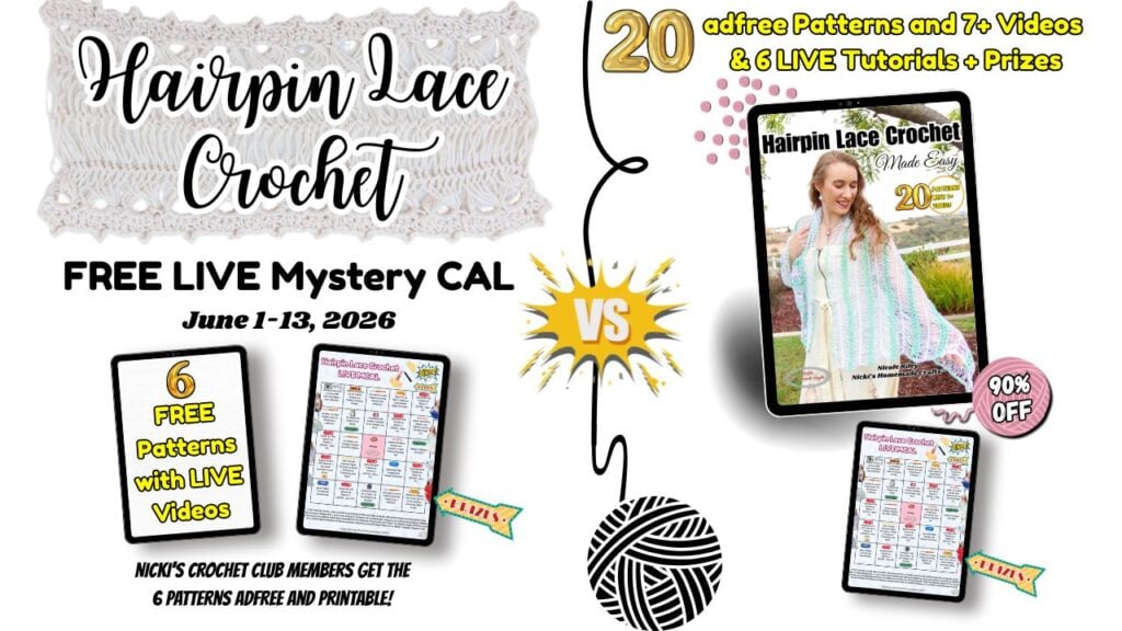 Free LIVE Mystery CAL vs 20 Pattern Hairpin Lace Crochet Ebook
