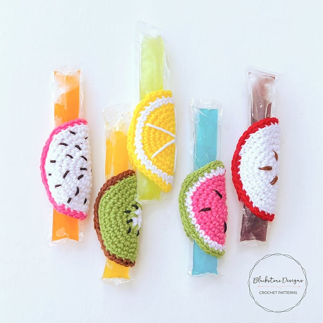 Free Fruit Slice Popsicle Holders Crochet Pattern