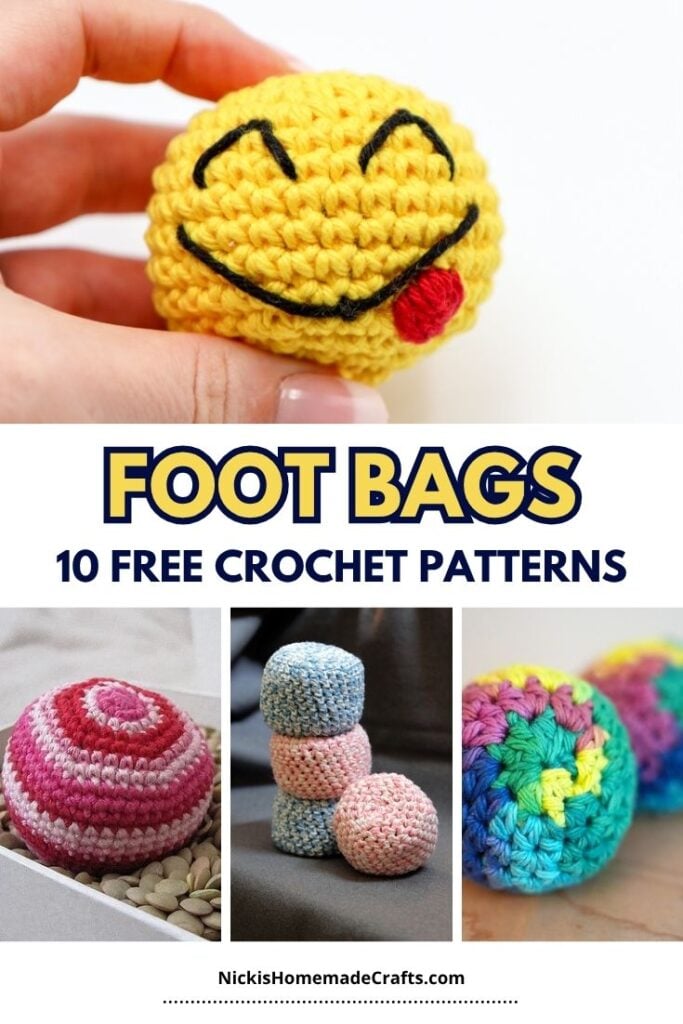 10 Free & Easy Crochet Footbag Patterns For Beginners including bean sacks, fidgets, and more ball ideas