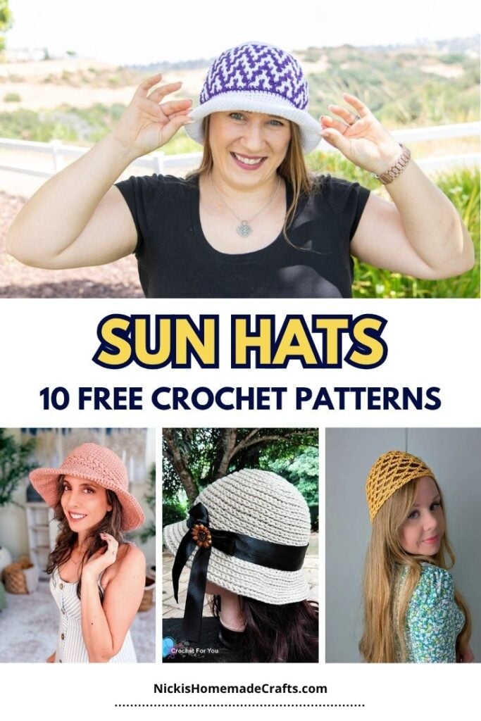 10 Free Summer Sun Hat Crochet Patterns For Women - bucket hats, mesh beanies, wide brim hats