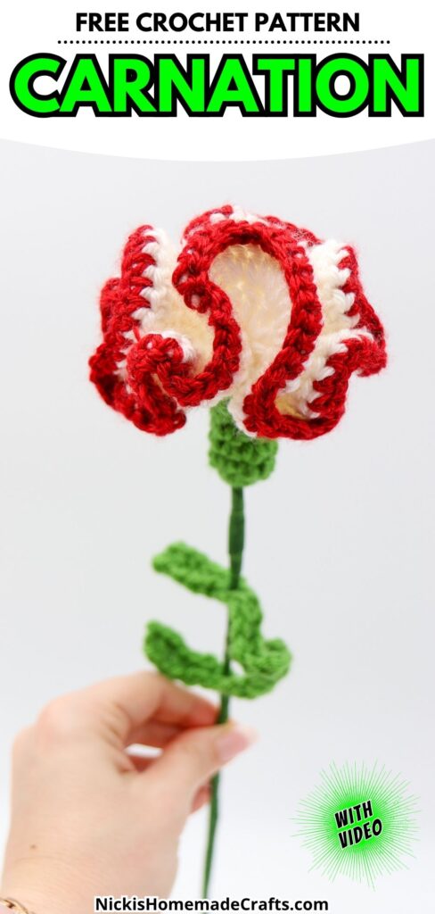 Carnation Crochet Pattern- long pin