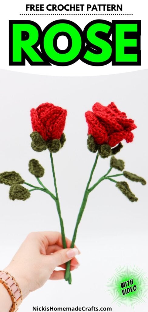 Rose and Rosebud Crochet Pattern- long pin