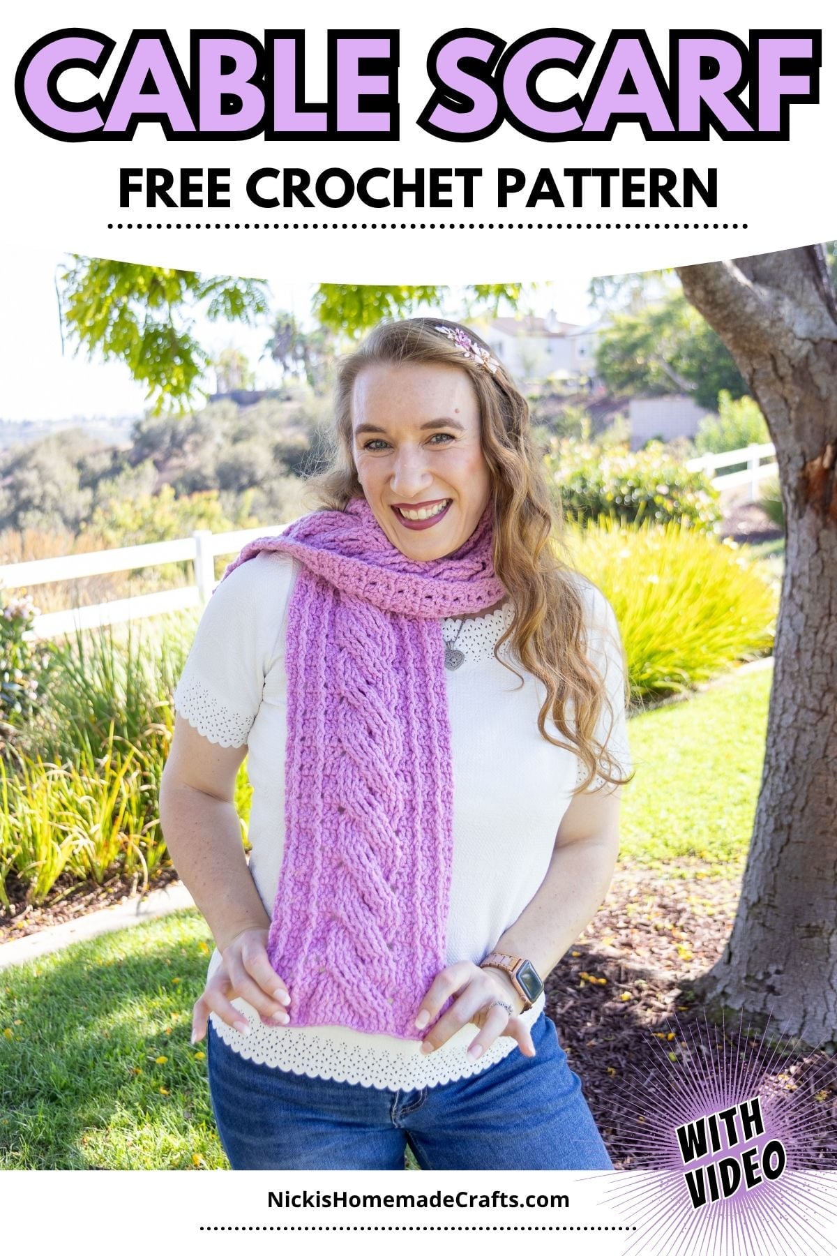 Cable Crochet Scarf - Standard Pin