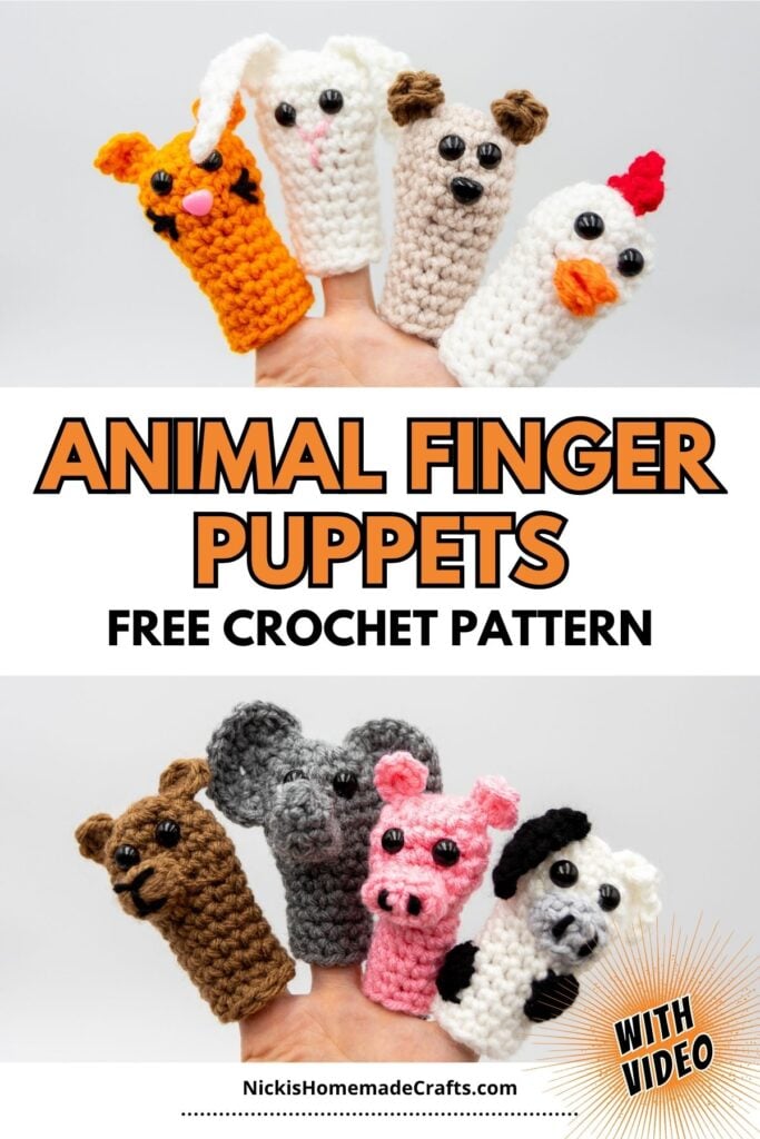 Crochet Animal Finger Puppets - Standard Pin