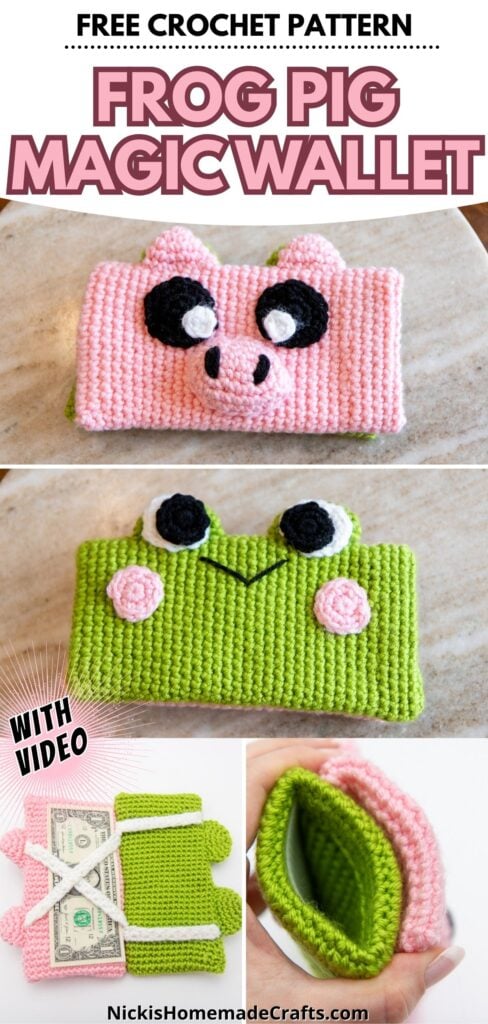 Crochet Frog Pig Magic Wallet Long pin