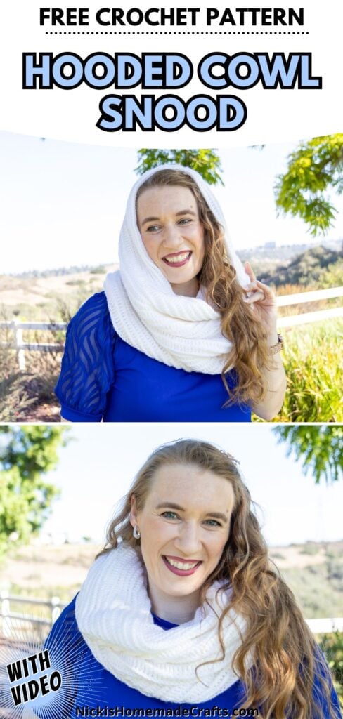 Hooded Cowl Snood - Long Pin