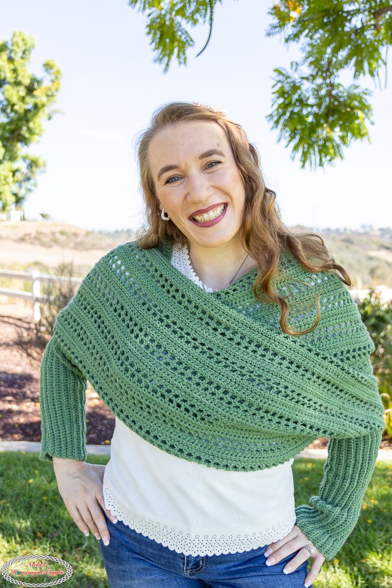 Linked Filet Crochet Wrap Around Sweater Scarf Pattern