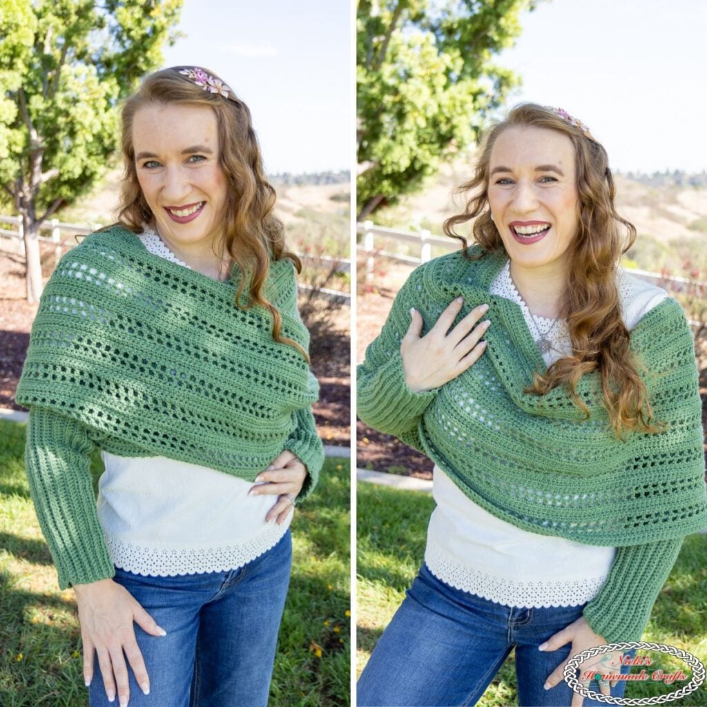 Linked Filet Crochet Wrap Around Sweater Scarf - Square