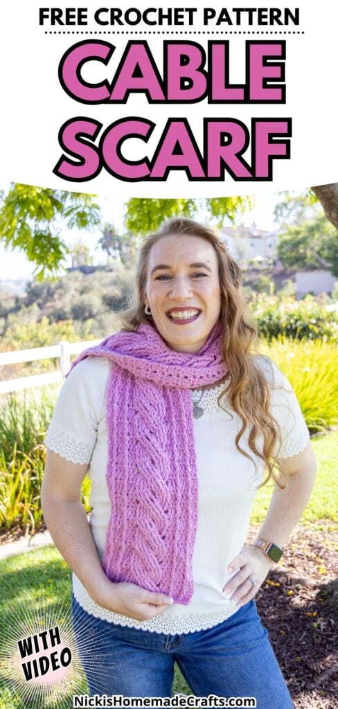 Twisted Cable Crochet Scarf - Long Pin