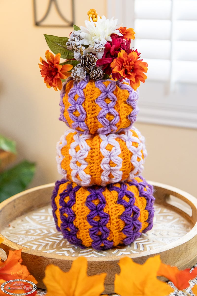 Crochet Diamond Puff Stitch Pumpkin Trio Pattern