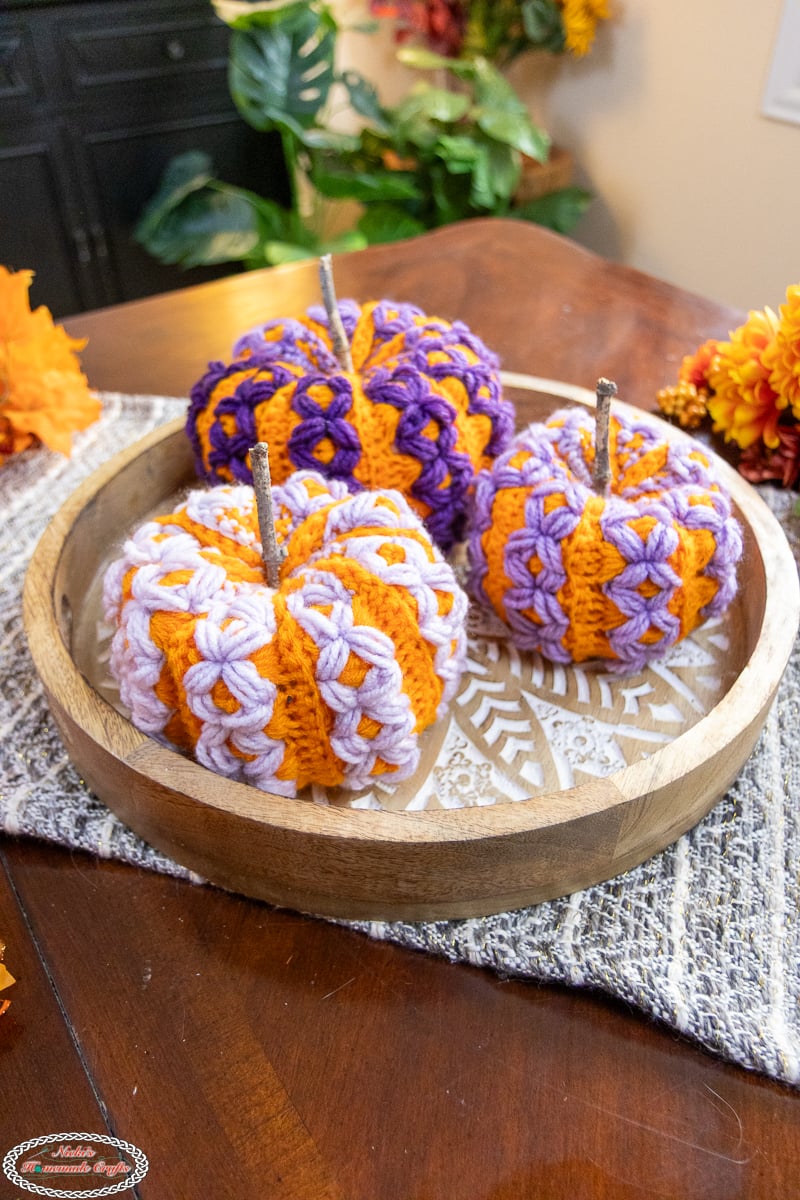 Crochet Diamond Puff Stitch Pumpkin Trio Pattern