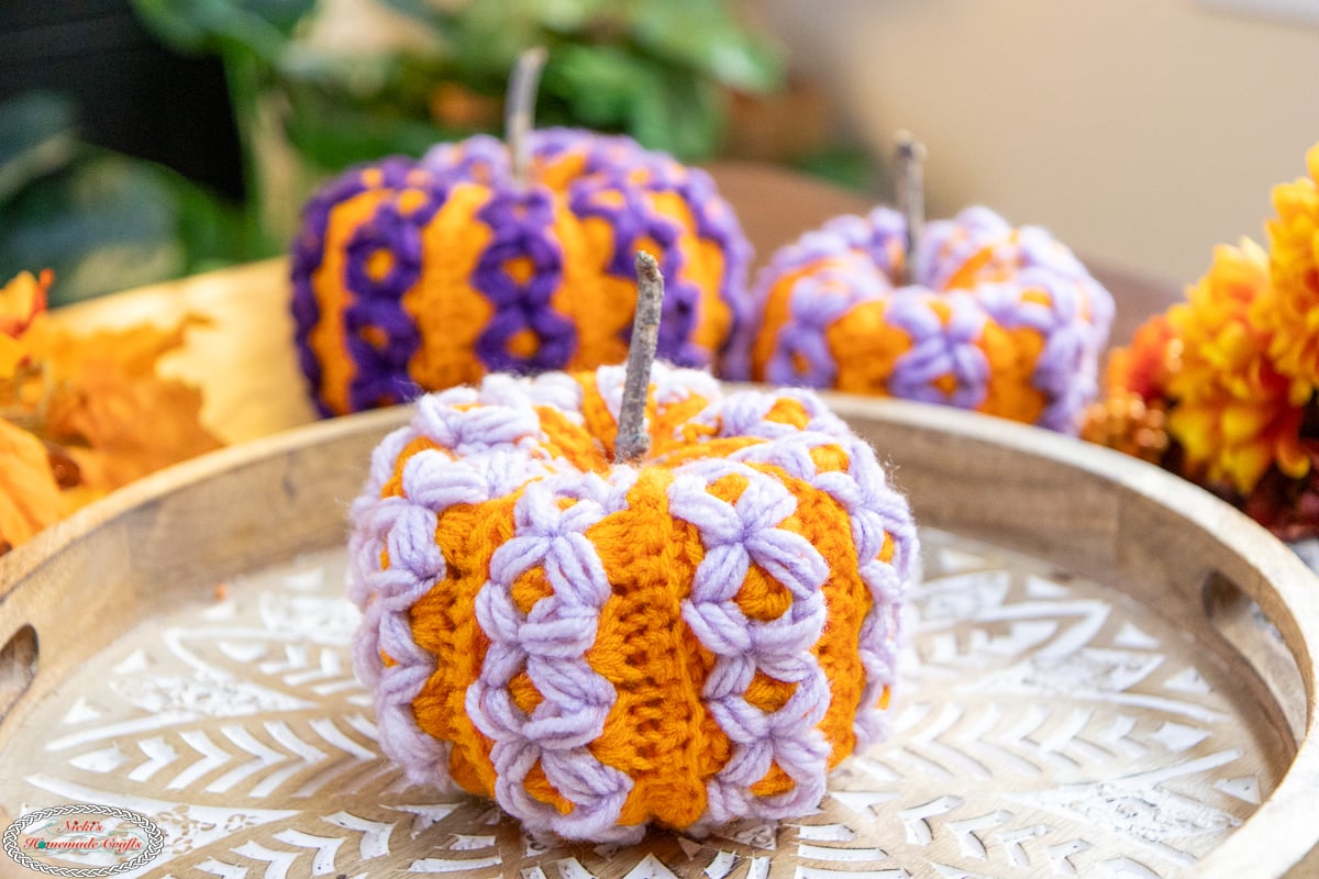 Crochet Diamond Puff Stitch Pumpkin