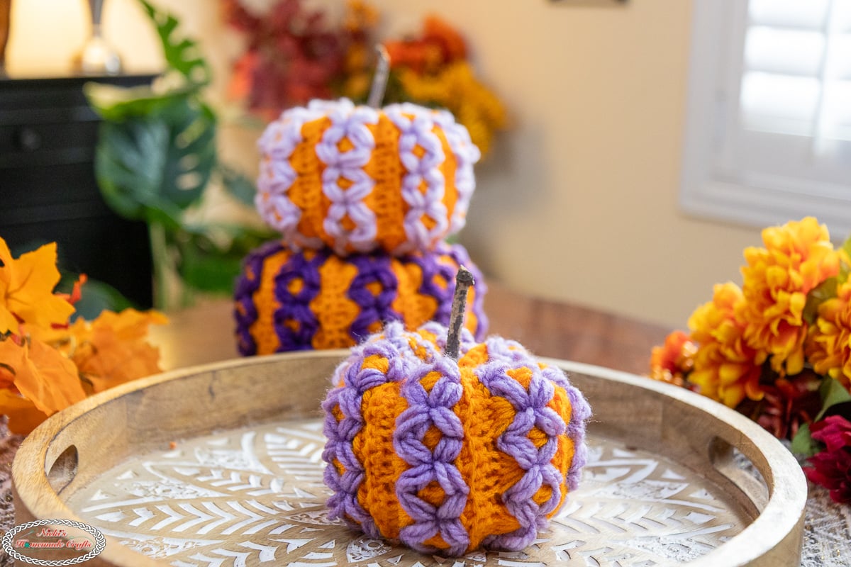 Crochet Diamond Puff Stitch Pumpkin
