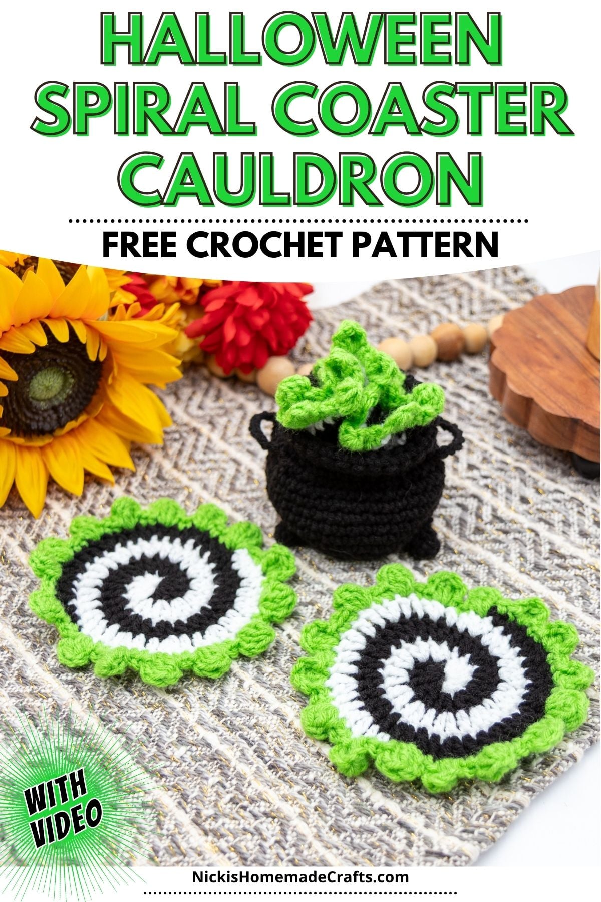 Halloween Crochet Coaster Pattern - Standard Pin