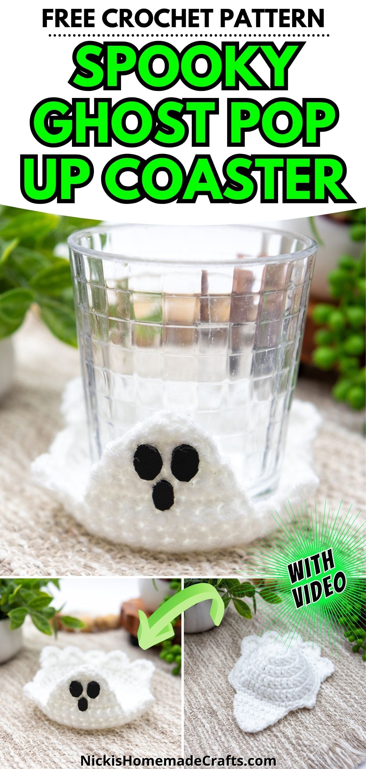 Crochet Ghost Popup Coaster Pattern