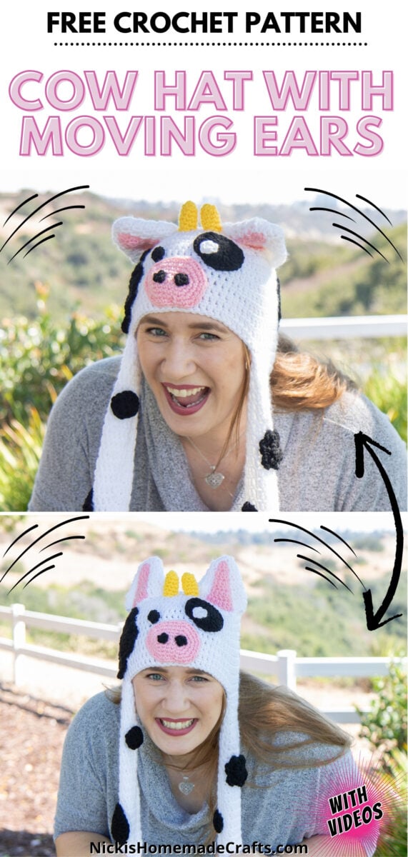 Crochet Cow Hat Pattern with Moving Ears