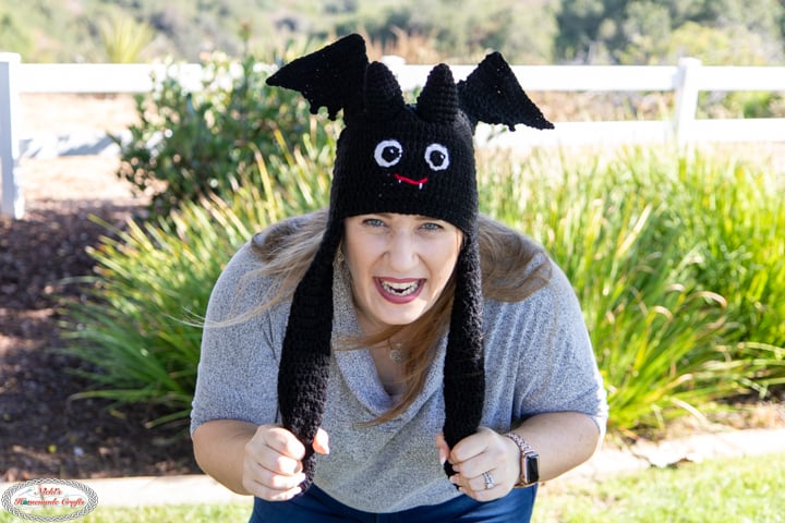 Crochet Bat Hat with Moving Ears Pattern