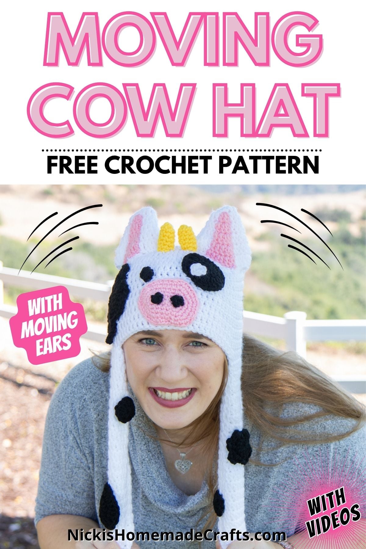 Crochet Cow Hat Pattern with Moving Ears